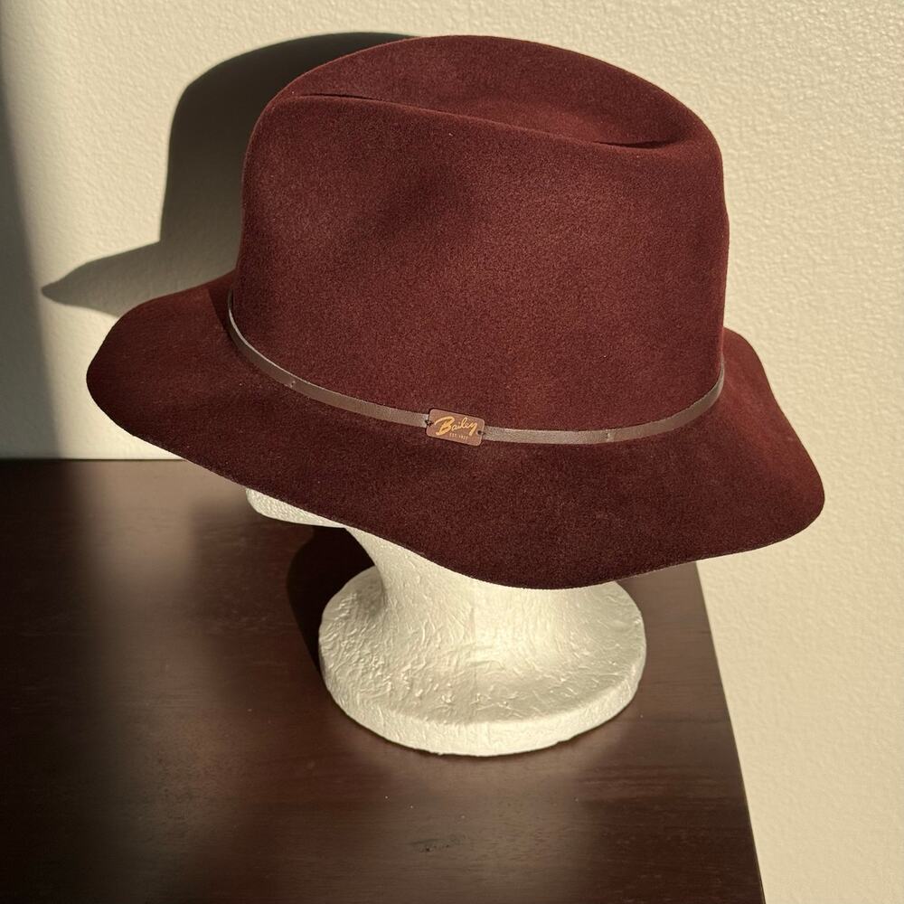 Bailey Poet Burgundy 100% Wool Fedora Hat Small Hollywood Vagabond Packable